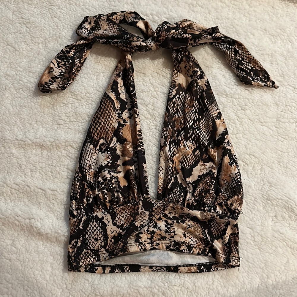 Halter crop top- snake skin print, XS